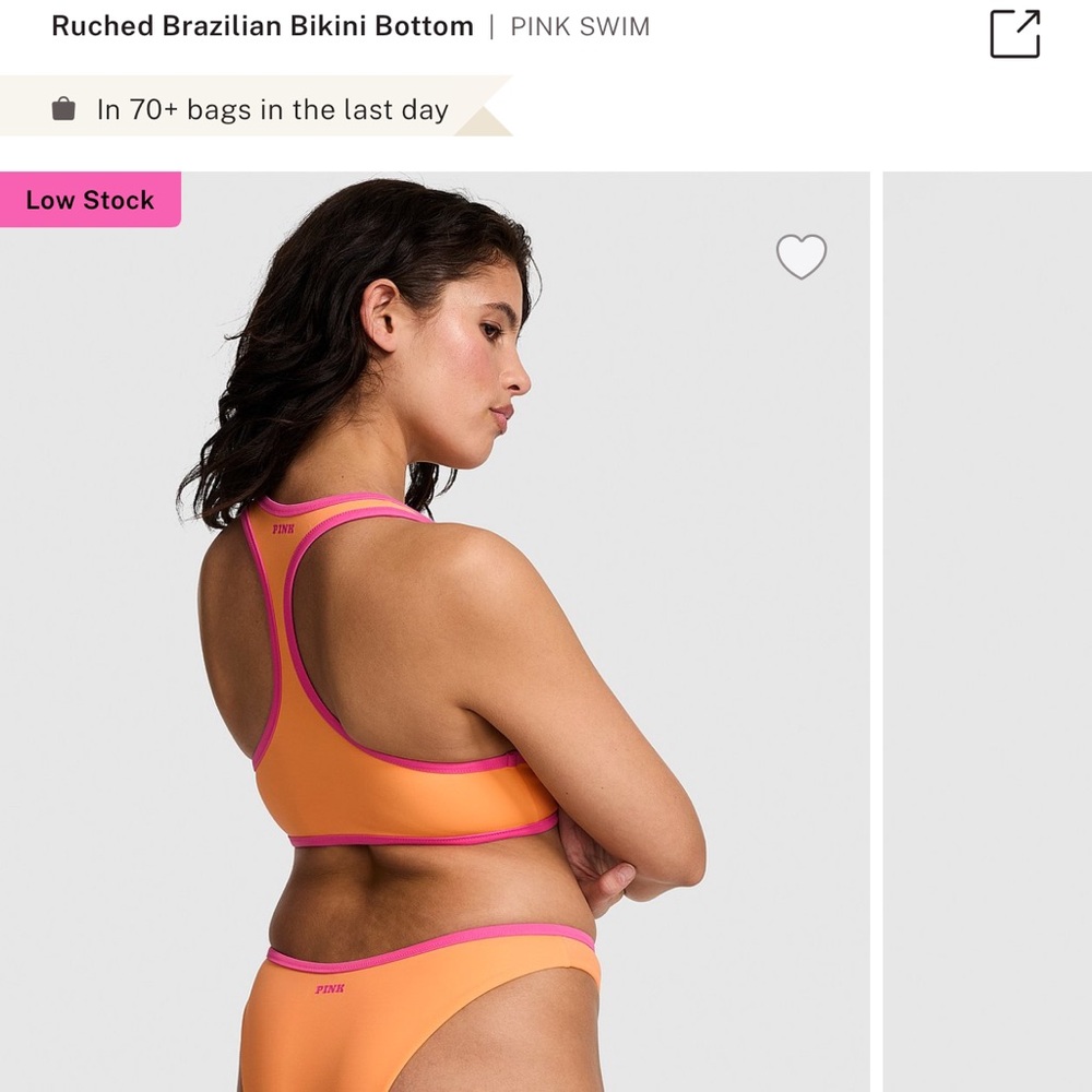 VS PINK PLUNGE RACERBACK BIKINI TOP/BRAZILIAN BOTTOMS SET XL NWT - Picture 8 of 12